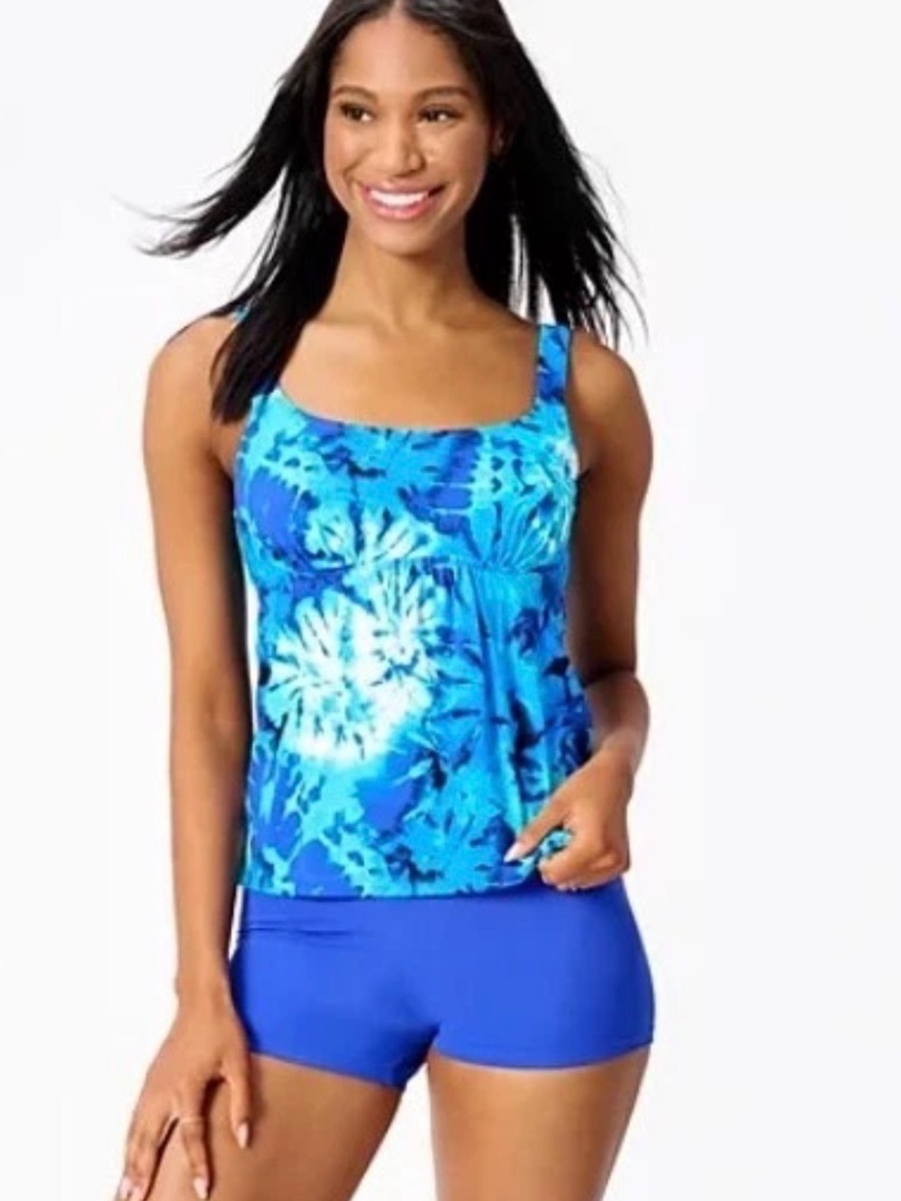 Kim Gravel Dazzle Tie Dye Tankini Set w/ Bike Shorts Reg 14 NWT
